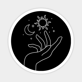 Moon and Sun Hand Line Art Magnet